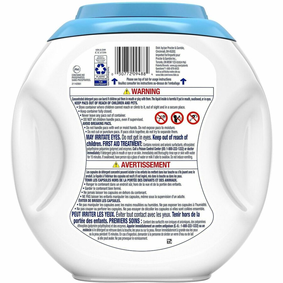 Tide PODS Free & Gentle Detergent - For Washing Machine, Laundry, Clothes - Concentrate - Pod - 56 oz (3.50 lb) - Recommended For: Stain Remover - Hypoallergenic, Dye-free, Color Safe, Unscented, Non-irritating - White - 76/Tub - 4 / Carton