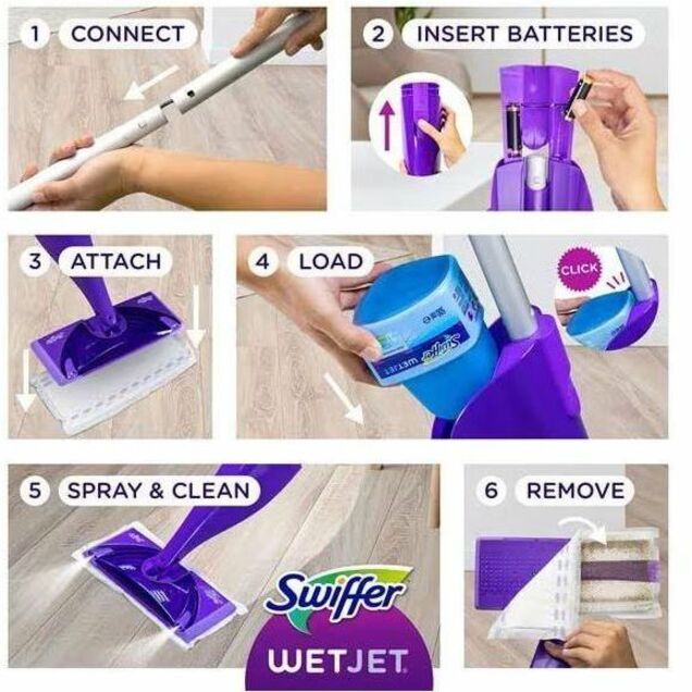 Swiffer WetJet Allin1 Mop System - Absorbent - Purple - 1 Carton