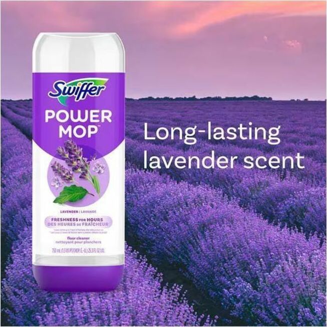 Swiffer PowerMop Floor Solution - For Mopping, Floor, Tile, Wood, Home - Liquid - 25.3 fl oz (0.8 quart) - Lavender Scent - Quick Drying - Purple - 6 / Carton