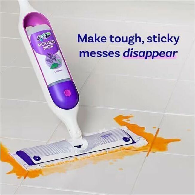 Swiffer PowerMop Floor Solution - For Mopping, Floor, Tile, Wood, Home - Liquid - 25.3 fl oz (0.8 quart) - Lavender Scent - Quick Drying - Purple - 6 / Carton
