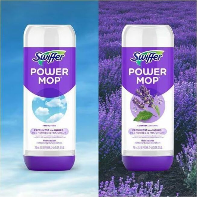 Swiffer PowerMop Floor Solution - For Mopping, Floor, Tile, Wood, Home - Liquid - 25.3 fl oz (0.8 quart) - Lavender Scent - Quick Drying - Purple - 6 / Carton