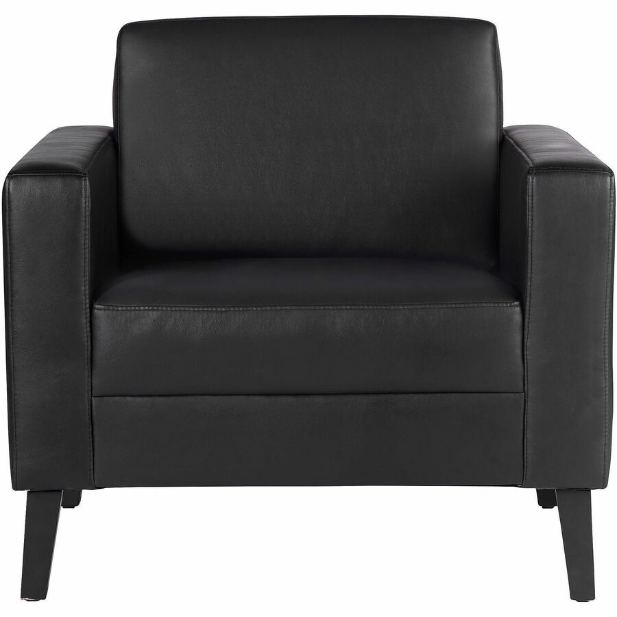 Lorell Soft-Seating Club Chair with Power Charging - Black - Vinyl - 1 Each
