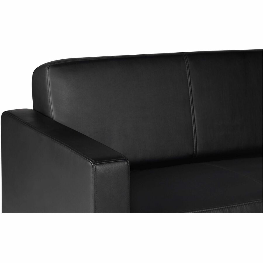 Lorell Soft-Seating Club Chair with Power Charging - Black - Vinyl - 1 Each