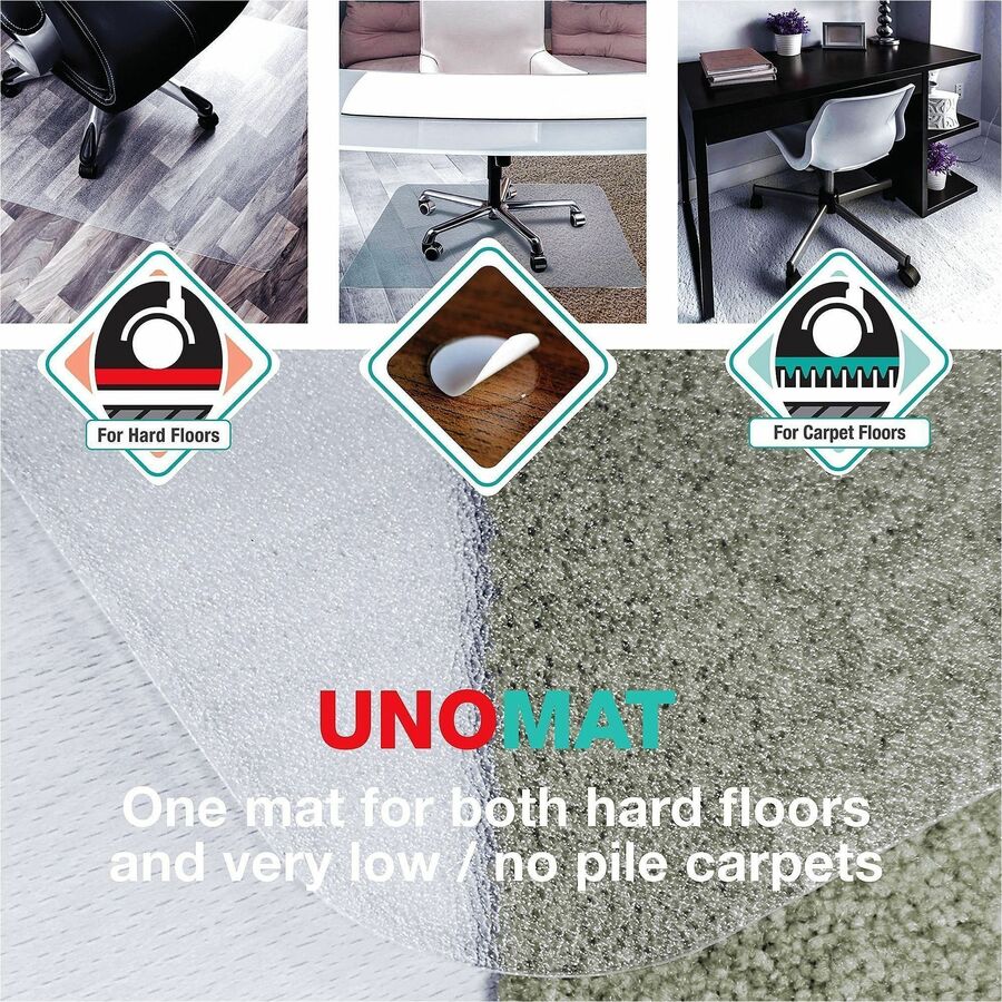 Floortex Cleartex Unomat Chair Mat - Hard Floor, Commercial, Low Pile, Chair, Carpet - Clear - 1 Each