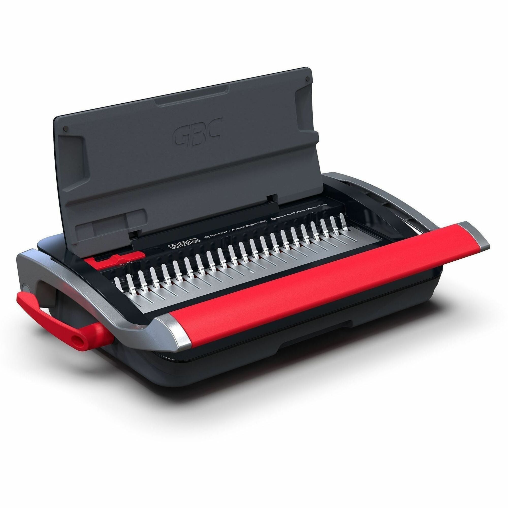 GBC CB15 CombBind Punch/Bind Machine - CombBind - 150 Sheet(s) Bind - 15 Punch - 3.5" Height x 18.1" Width x 11.5" Depth - Black, Red