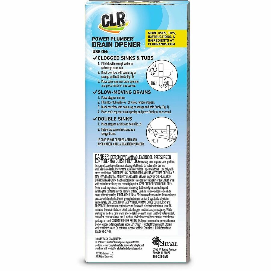 CLR Drain Opener - For Drain, Sink, Tub - Aerosol - 4.5 fl oz (0.1 quart) - Unclog, CFC-free, Easy to Use - White - 6 / Carton