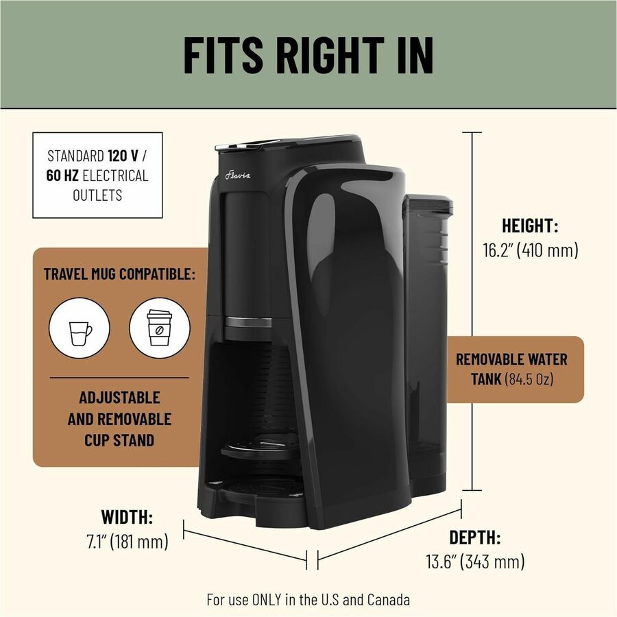 Flavia Aroma Brewer - 5.30 fl oz - Single-serve - Gray - Countertop