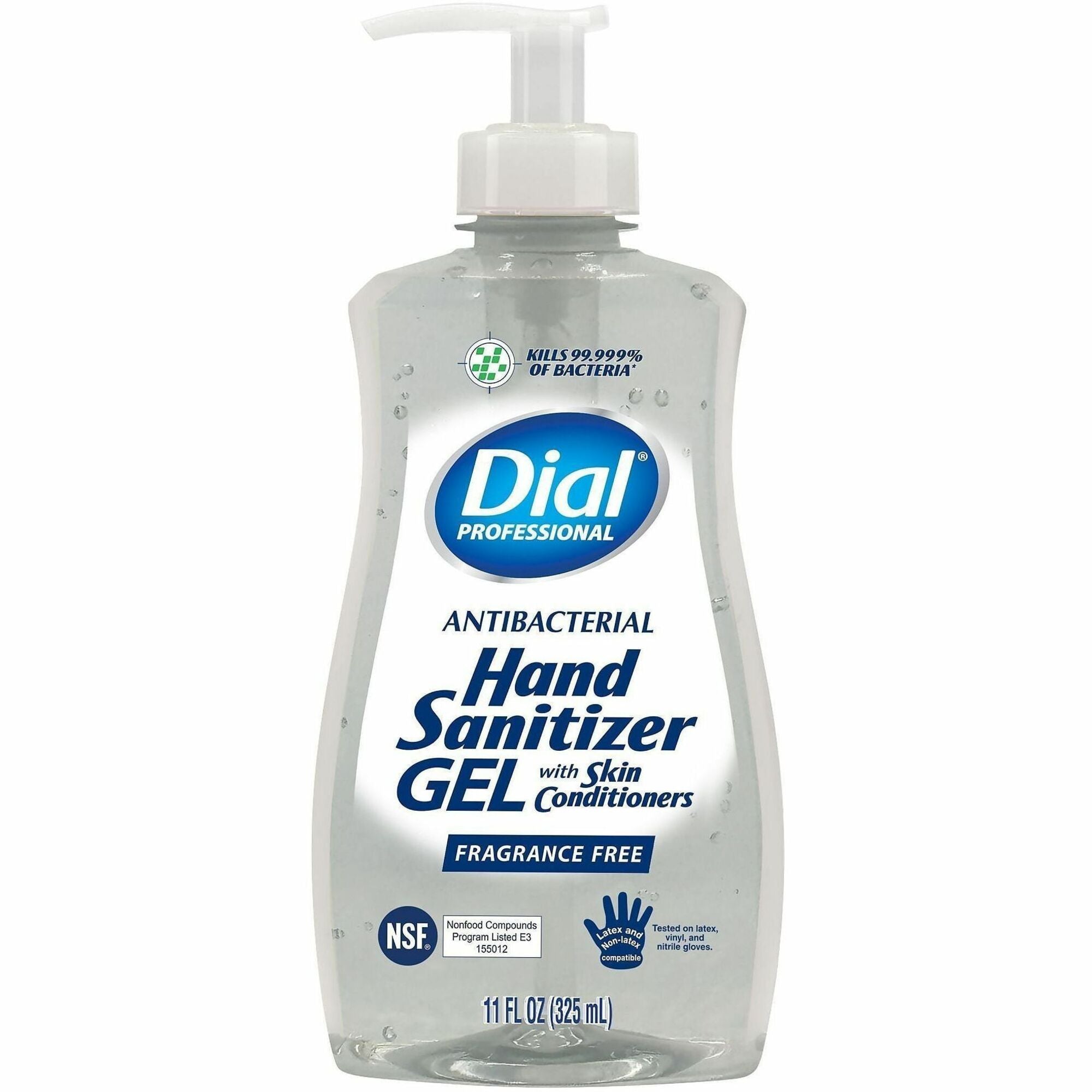 Dial Professional Hand Sanitizer Gel - Fragrance-free Scent - 11 fl oz - Pump Dispenser - Bacteria Remover - Hand - Moisturizing - Clear - Dye-free - 12 / Carton