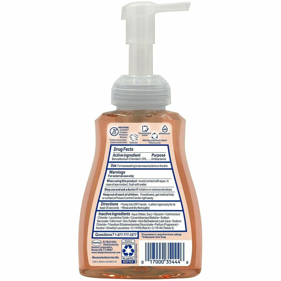 Dial Professional Antibacterial Defense Foaming Handwash - Spring Water Scent - 10 fl oz - Pump Dispenser - Bacteria Remover - Hand, Household - Antibacterial - Clear - Sulfate-free, Paraben-free, Phthalate-free, Silicone-free, Cruelty-free - 1 Each