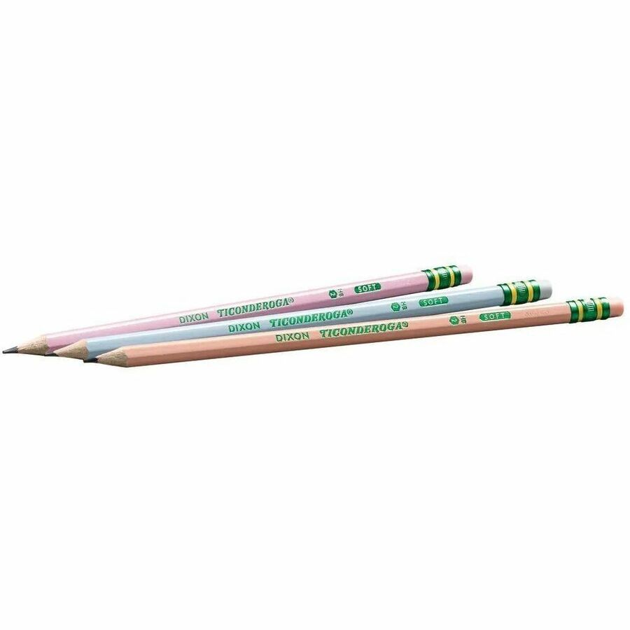 Ticonderoga Pastel Wood-Cased No. 2 Pencils - HB/#2 - Broad Point - Assorted Pastel Barrel - 18 / Pack