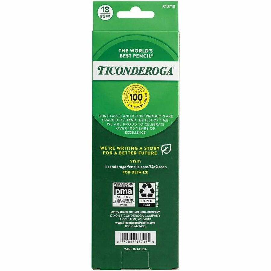 Ticonderoga Pastel Wood-Cased No. 2 Pencils - HB/#2 - Broad Point - Assorted Pastel Barrel - 18 / Pack
