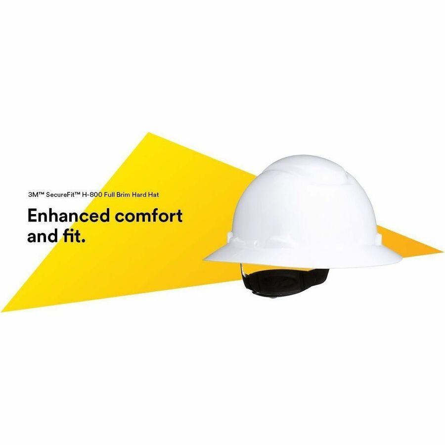 3M SecureFit H-800 Safety Cap - Head Protection - High-density Polyethylene (HDPE) - White - Ratchet, Uvicator Technology, Non-vented, Comfortable, Self Adjustable