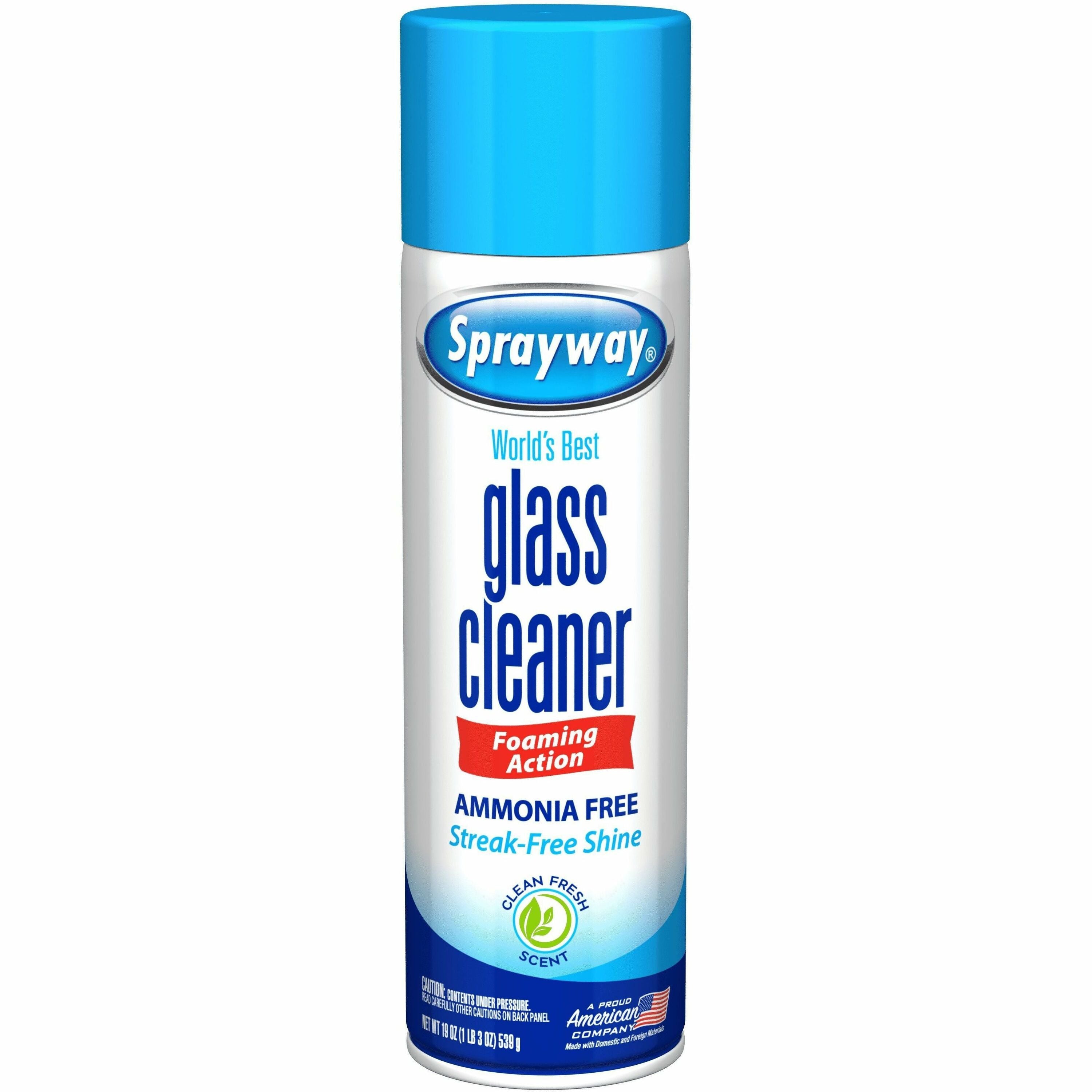 Sprayway Foaming Glass Cleaner - For Mirror, Window, Windshield, Glass - Aerosol, Foam - 19 fl oz (0.6 quart) - Fresh, Pleasant Scent - Recommended For: Soil Remover - No-rinse, Ammonia-free, Easy to Use, Fast Acting, Quick Drying - Blue - 12 / Carton