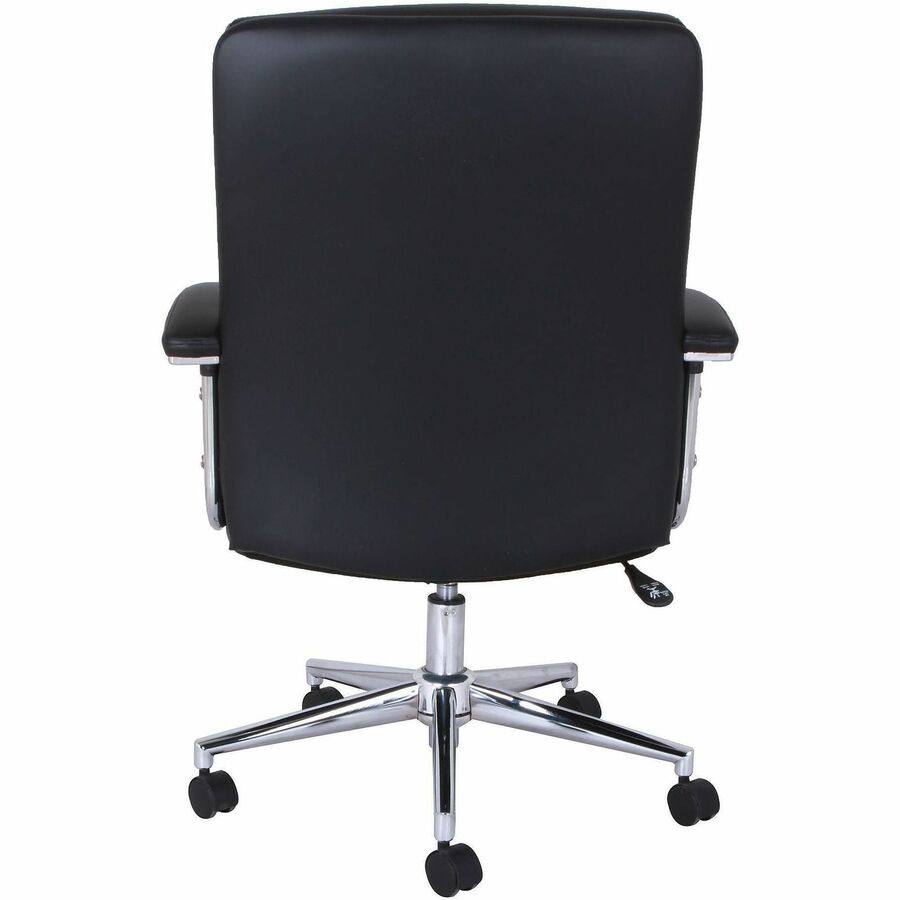 Lorell Vuelo Modern Bonded-Leather Office Chairs - Bonded Leather Seat Material - Mid Back - Black - Armrest - 1 Each