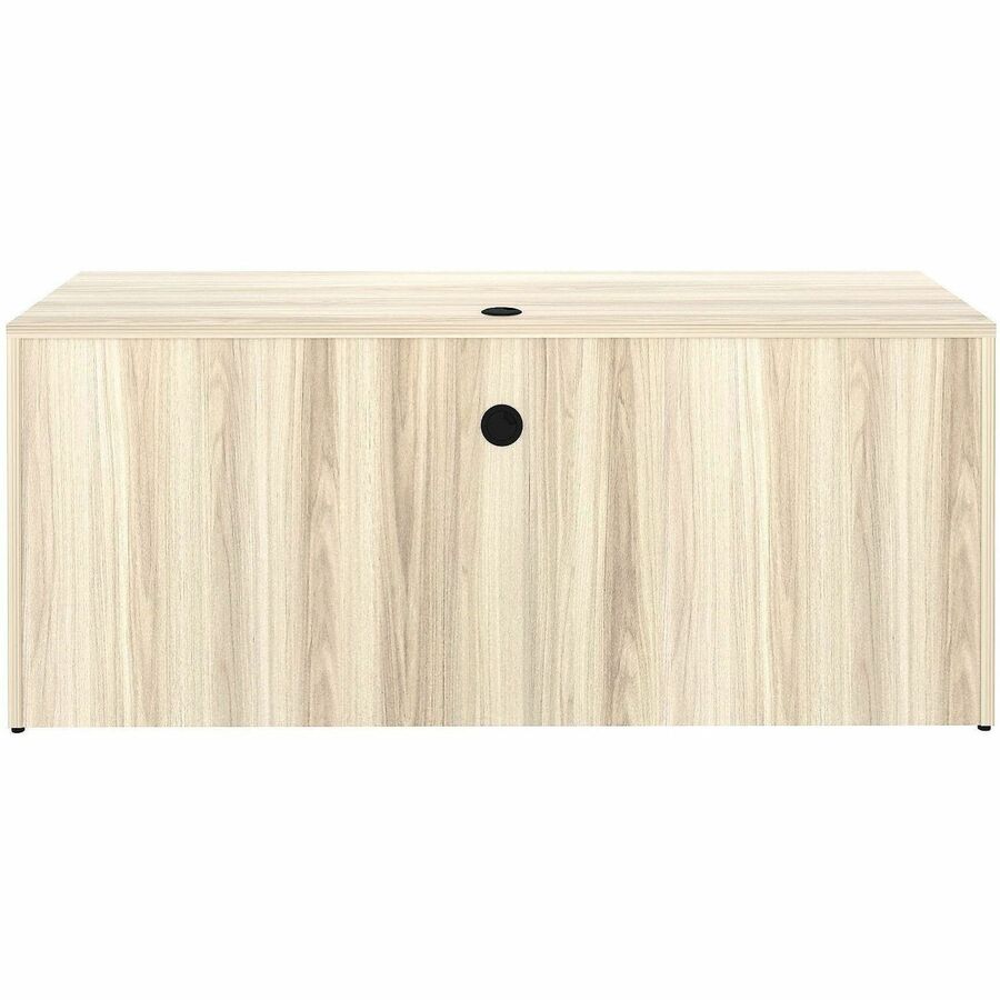 Lorell Essential Series Laminate Desking & Accessory - x 1" Thickness Table Top, 29.5" Height x 70.9" Width x 23.6" Depth Credenza Shell - Material: Laminate, Metal - Finish: Silver Brush, Modern Elm - Laminate, Modern Elm Table Top - Durable, Adjustab...