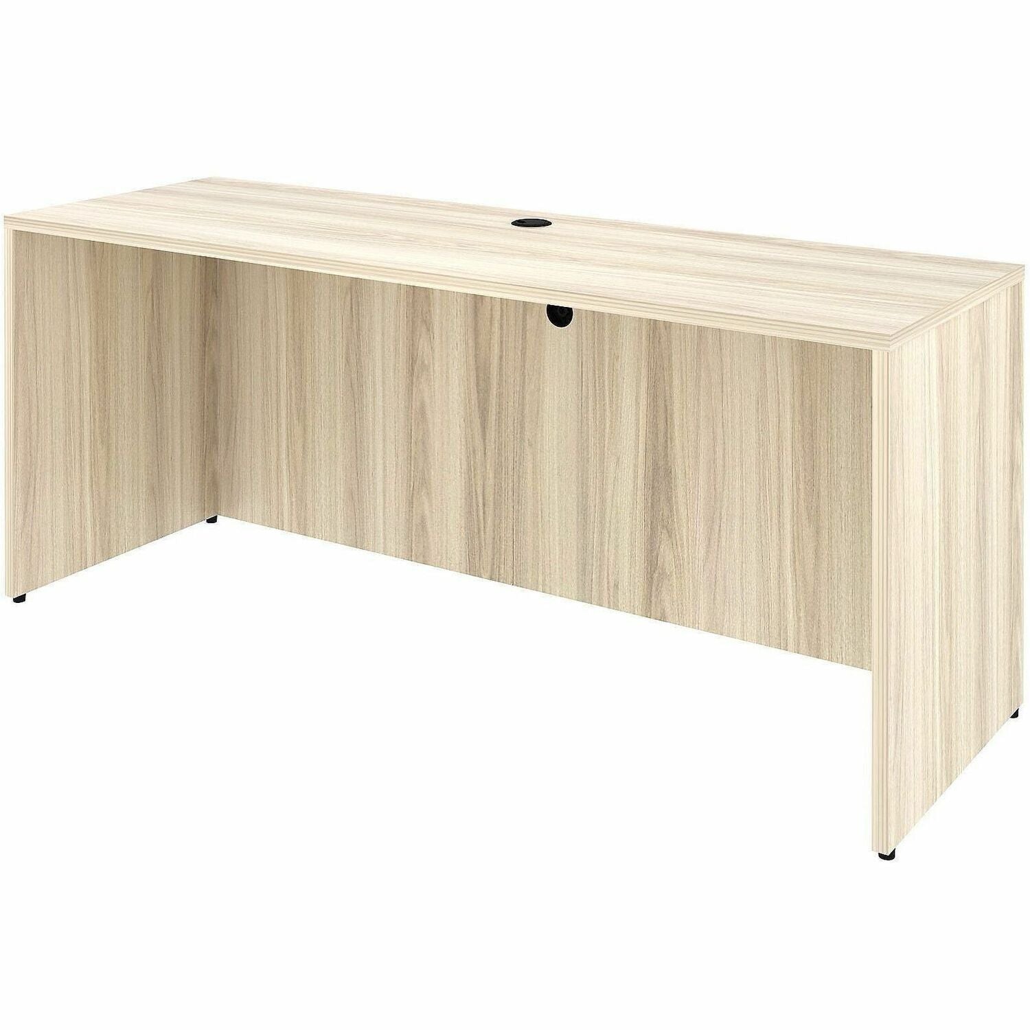 Lorell Essential Series Laminate Desking & Accessory - x 1" Thickness Table Top, 29.5" Height x 70.9" Width x 23.6" Depth Credenza Shell - Material: Laminate, Metal - Finish: Silver Brush, Modern Elm - Laminate, Modern Elm Table Top - Durable, Adjustab...