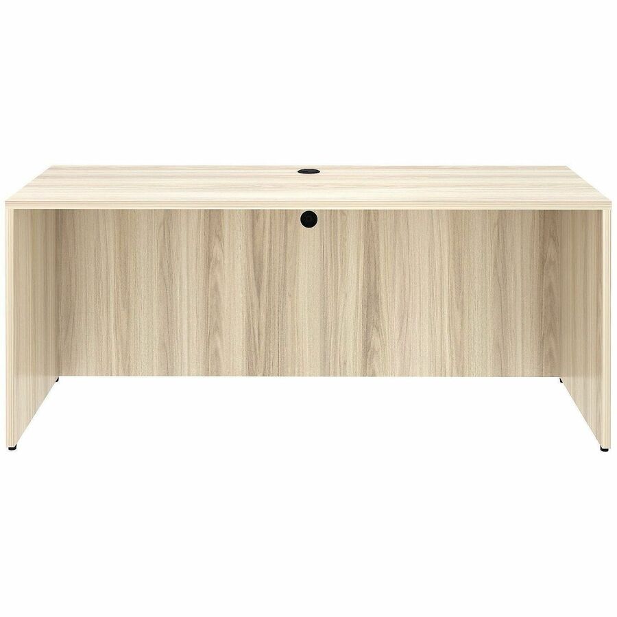 Lorell Essential Series Laminate Desking & Accessory - x 1" Thickness Table Top, 29.5" Height x 70.9" Width x 23.6" Depth Credenza Shell - Material: Laminate, Metal - Finish: Silver Brush, Modern Elm - Laminate, Modern Elm Table Top - Durable, Adjustab...