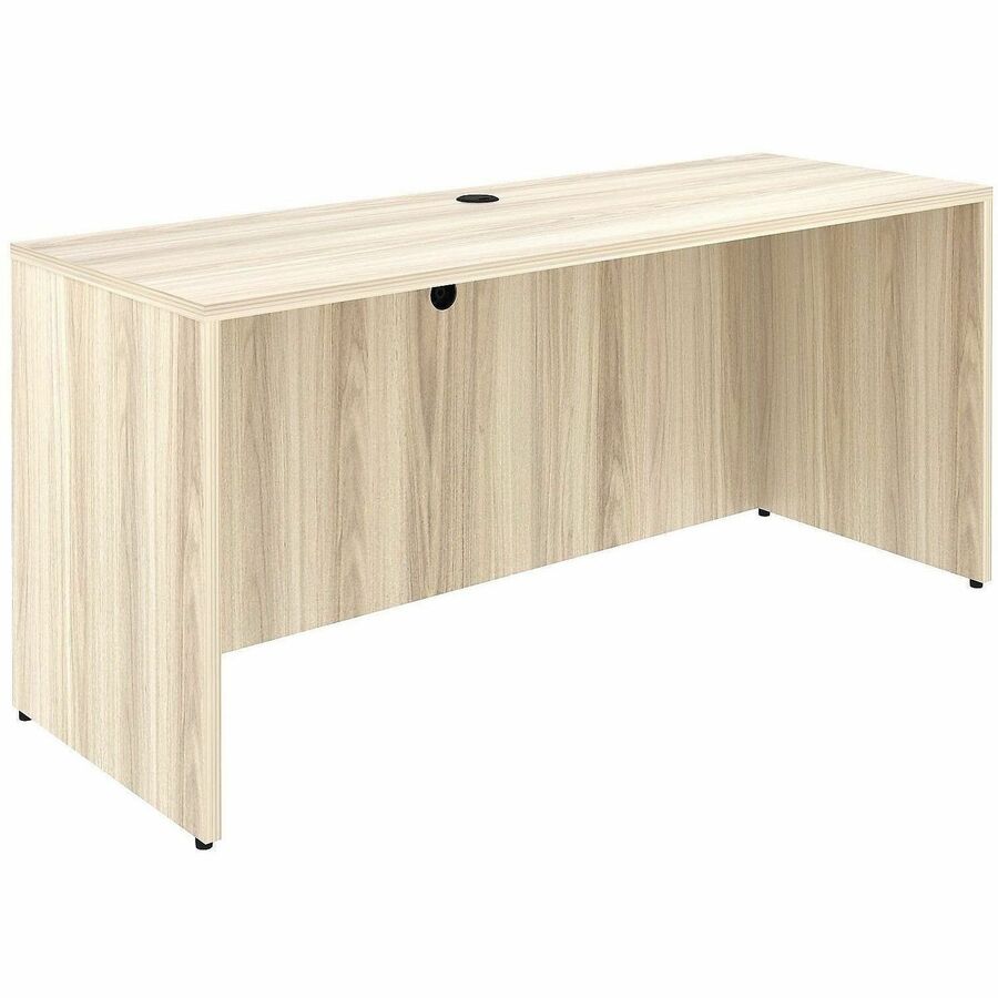 Lorell Essential Series Laminate Desking & Accessory - x 1" Thickness Table Top, 29.5" Height x 66" Width x 24" Depth Credenza Shell - Material: Laminate, Metal - Finish: Silver Brush, Modern Elm - Laminate, Modern Elm Table Top - Durable, Adjustable F...