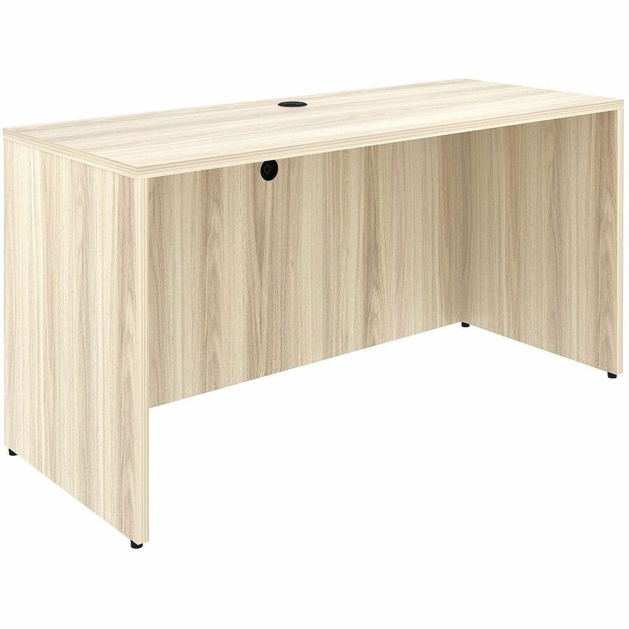 Lorell Essential Series Laminate Desking & Accessory - x 1" Thickness Table Top, 29.5" Height x 60" Width x 24" Depth Credenza Shell - Material: Laminate, Metal - Finish: Silver Brush, Modern Elm - Laminate, Modern Elm Table Top - Durable, Adjustable F...