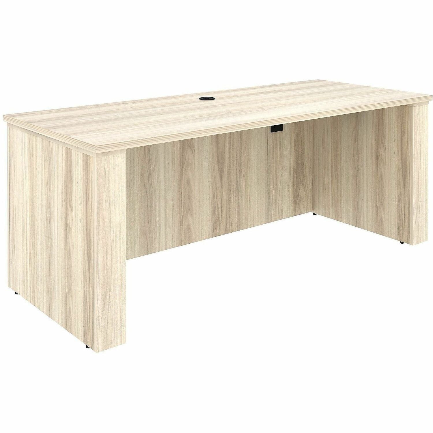 Lorell Essentials 72" Sit-to-Stand Desk Shell - x 1" Thickness Table Top, 49" Height x 72" Width x 29" Depth - Material: Laminate, Metal - Finish: Modern Elm - Laminate, Modern Elm Table Top - Durable, Modesty Panel, Privacy Panel, Adjustable Feet, Cam...