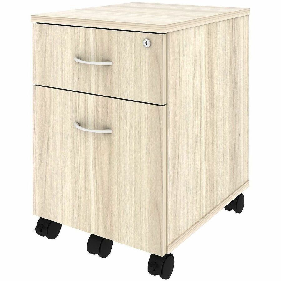 Lorell Essential Series Laminate Desking & Accessory - 22.9" Height x 15.7" Width x 19.9" Depth - Total Drawer(s): 2 - Material: Laminate - Finish: Modern Elm, Laminate - Versatile, Dual Wheel Caster, Mobility, Adjustable Feet, Locking Casters - For Of...