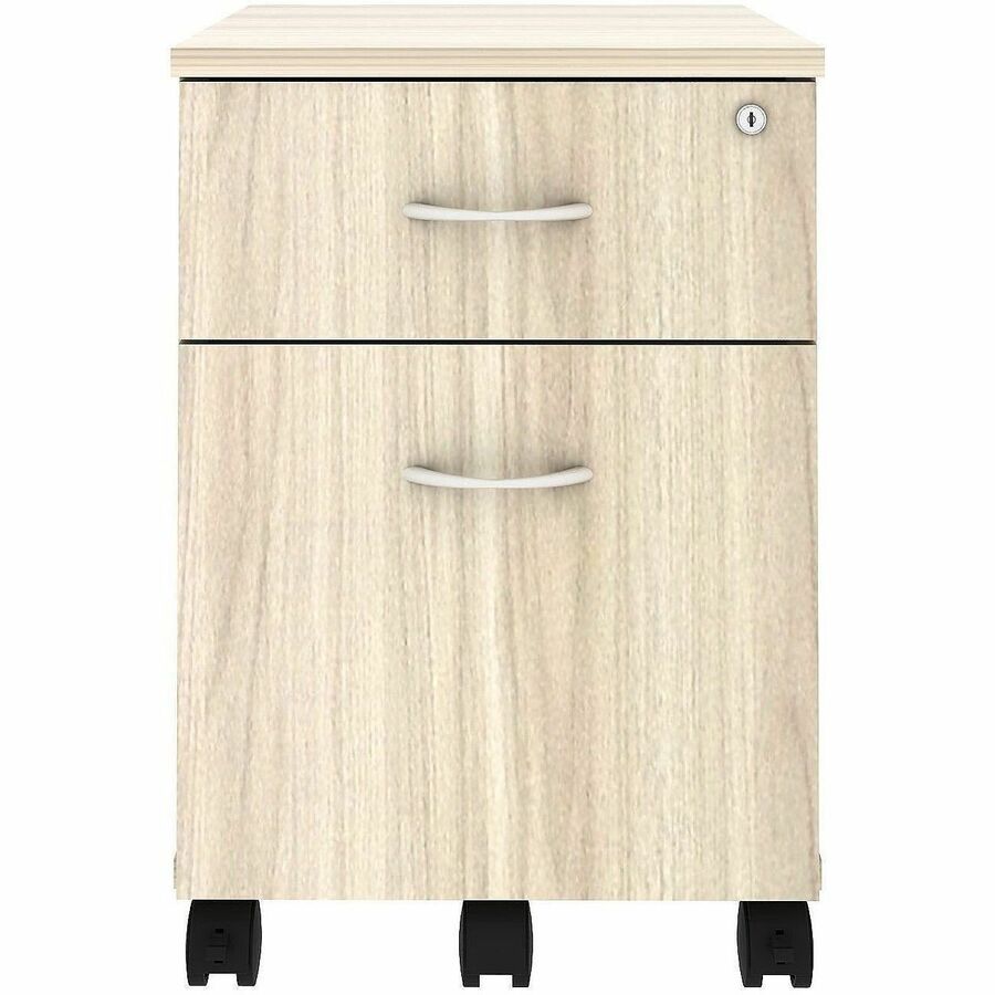 Lorell Essential Series Laminate Desking & Accessory - 22.9" Height x 15.7" Width x 19.9" Depth - Total Drawer(s): 2 - Material: Laminate - Finish: Modern Elm, Laminate - Versatile, Dual Wheel Caster, Mobility, Adjustable Feet, Locking Casters - For Of...