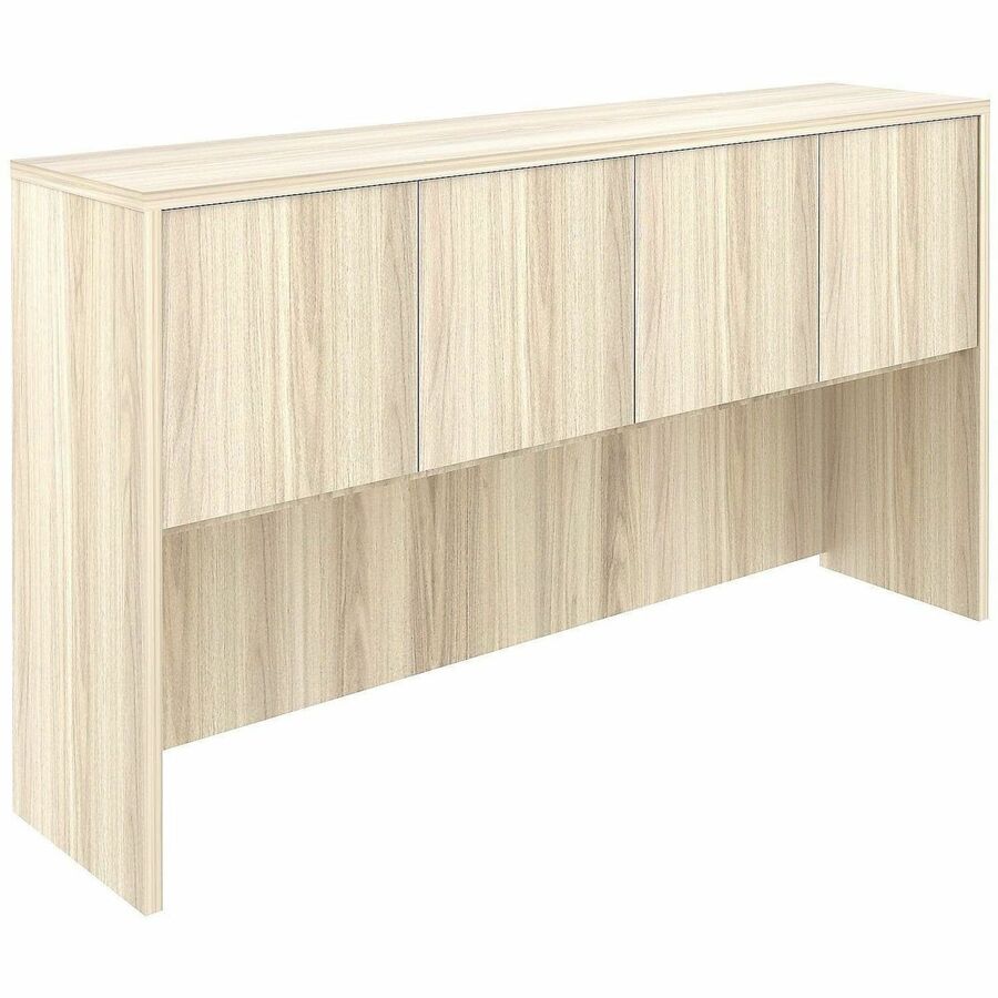 Lorell Essential Series Laminate Desking & Accessory - 36" Height x 66" Width x 15" Depth Hutch - 4 Door(s) - Band Edge - Material: Laminate, Metal - Finish: Laminate, Modern Elm - Cam Lock, Durable, Grommet, Cord Management - For Desk, Credenza - 1 Each