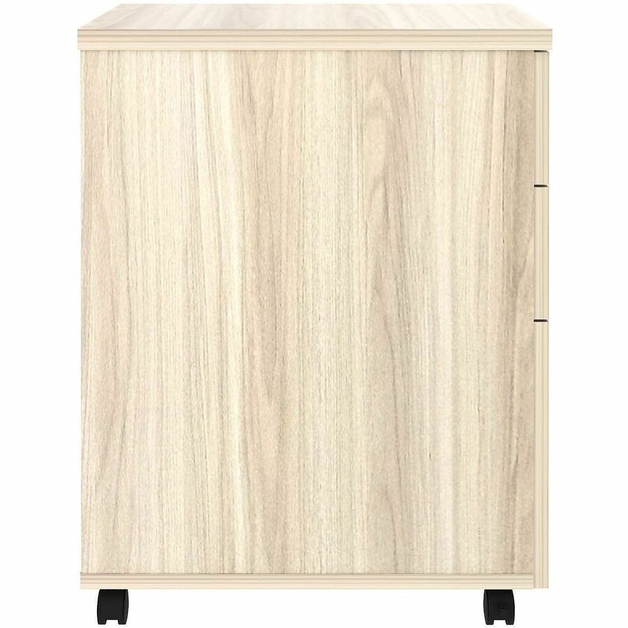 Lorell Essential Series Laminate Desking & Accessory - 28.3" Height x 16" Width x 22" Depth Pedestal - Total Drawer(s): 2 - Material: Laminate - Finish: Modern Elm, Laminate, Silver Brush - Lockable Wheel, Dual Wheel Caster, Mobility, Adjustable Feet, ...