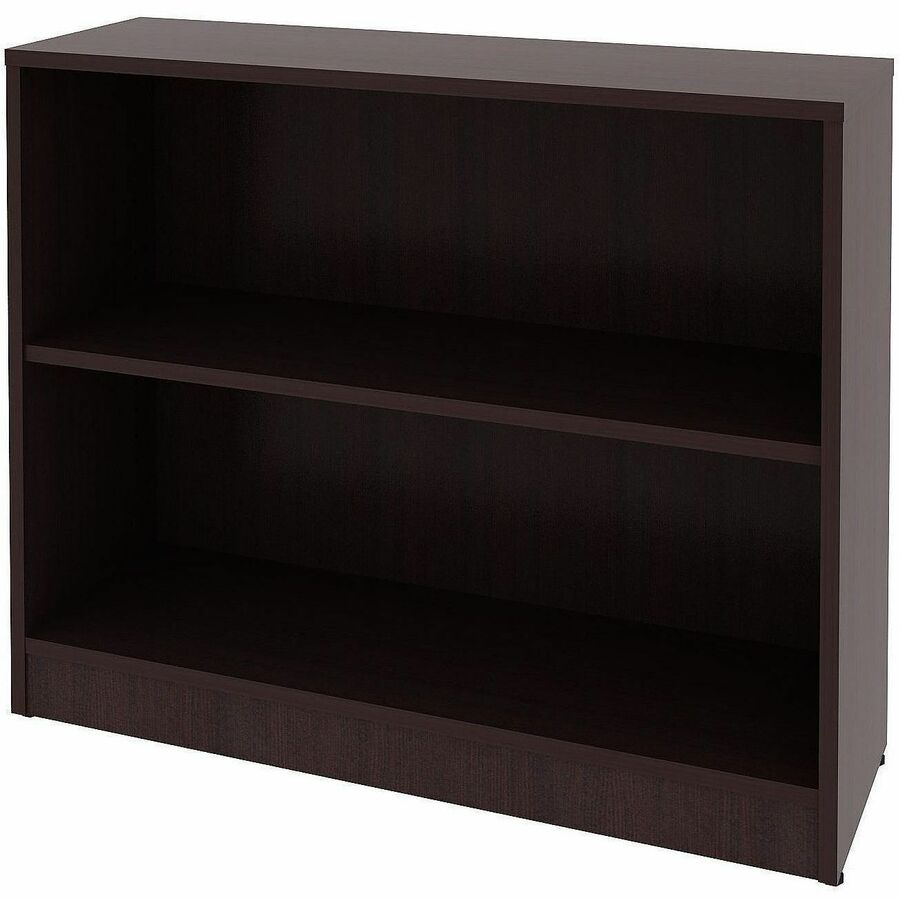 Lorell Essentials Espresso Laminate Bookcase - 36" Width x 12" Depth x 30" Height - 2 x Shelf(ves) - 150 lb Load Capacity - Sturdy, Adjustable Shelf, Square Edge, Adjustable Feet - Espresso - Laminate - Assembly Required