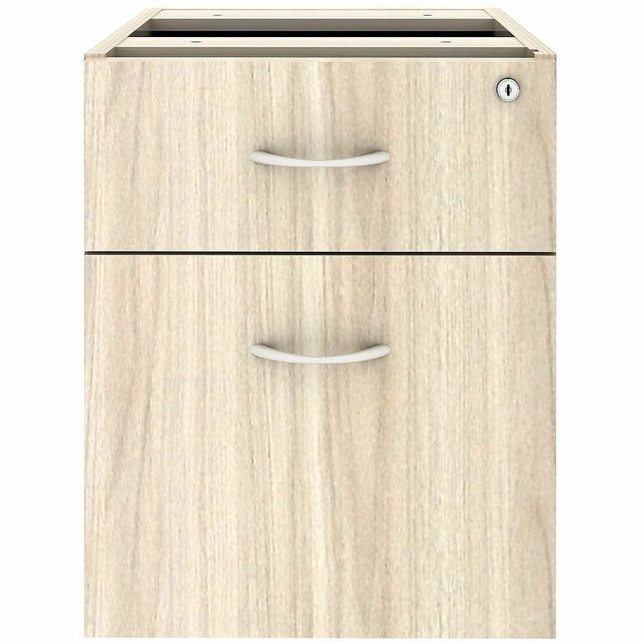 Lorell Essential Series Laminate Desking & Accessory - 21" Height x 16" Width x 22" Depth Pedestal - Total Drawer(s): 2 - Material: Laminate, Metal, Steel - Finish: Modern Elm, Laminate - Drawer Extension, Durable, Cam Lock - For Desk, File, Credenza -...