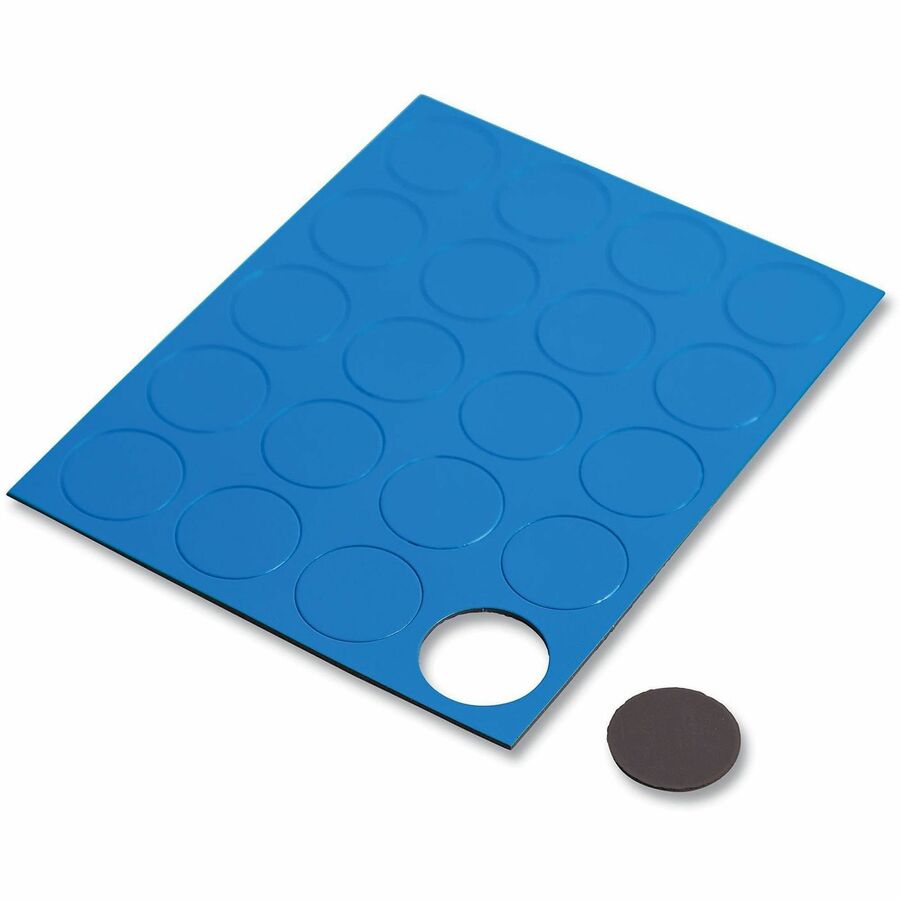 U Brands Board Magnet - 0.7" Diameter - Circle - Heavy Duty - 20 / Pack - Blue