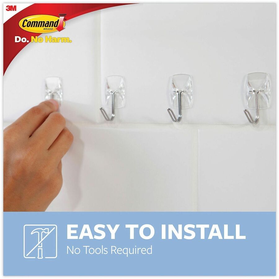 Command Adhesive Hanging Utensil Strips - 40 Hooks - 8 oz (226.8 g) Capacity - Reusable - 1.6" Height x 0.8" Width - Adhesive - Small - Wire Hook - for Painted Surface, Wood, Tile - Plastic, Metal - Clear, Transparent - 40 / Pack - TAA Compliant