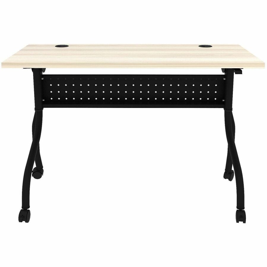 Lorell Modern Elm/Black Flip-Up Training Tables - Melamine Top - Black Four Leg Base - 4 Legs - 48" Table Top Width x 23.60" Table Top Depth - 29.50" Height - Training - Assembly Required - Modern Elm - Nylon - Melamine Top Material - Metal Base Materi...