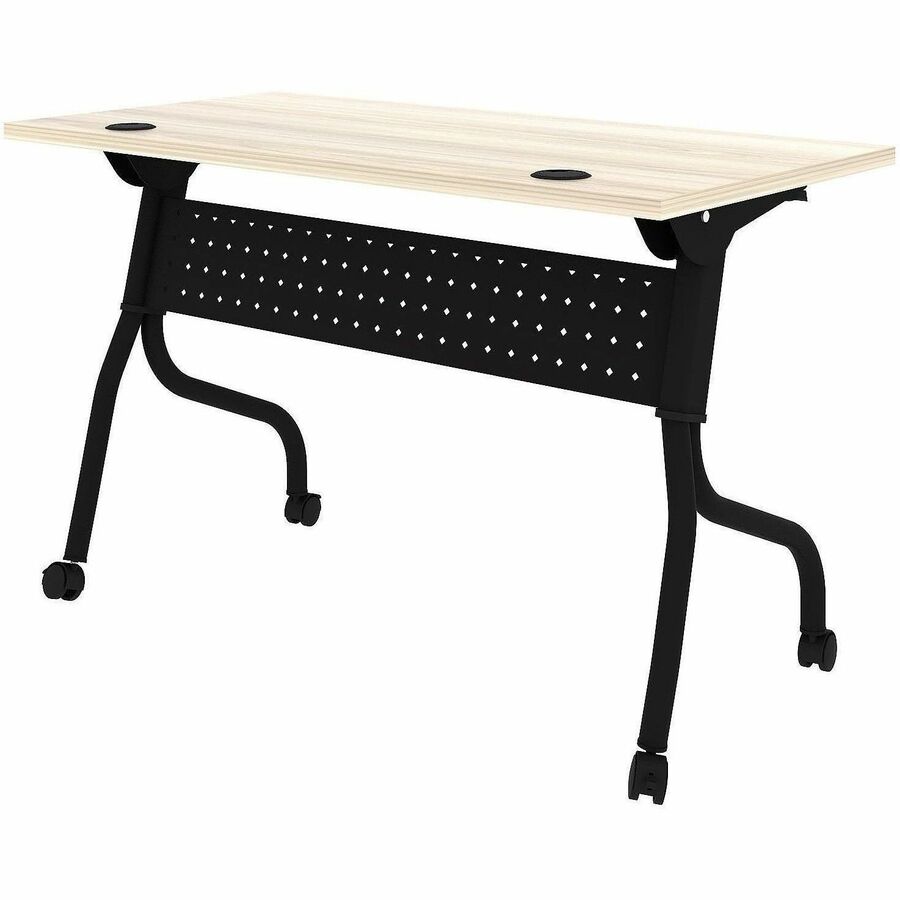 Lorell Modern Elm/Black Flip-Up Training Tables - Melamine Top - Black Four Leg Base - 4 Legs - 48" Table Top Width x 23.60" Table Top Depth - 29.50" Height - Training - Assembly Required - Modern Elm - Nylon - Melamine Top Material - Metal Base Materi...