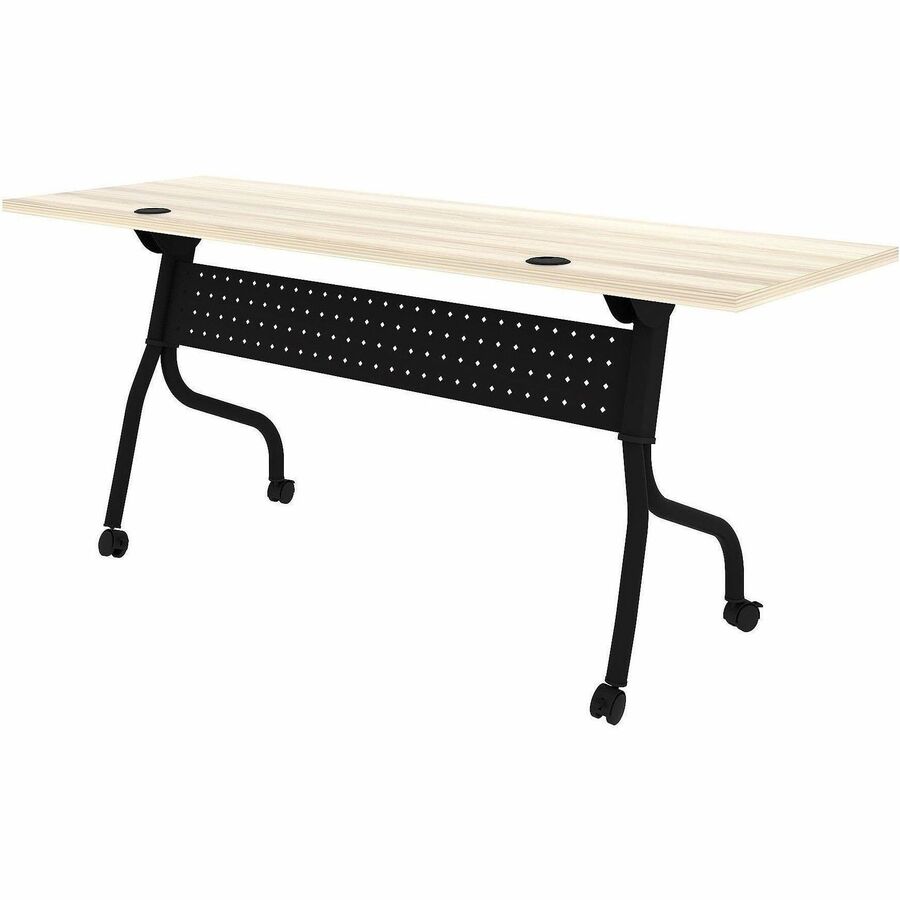 Lorell Modern Elm/Black Flip-Up Training Tables - Melamine Top - Black Four Leg Base - 4 Legs - 72" Table Top Width x 23.60" Table Top Depth - 29.50" Height - Training - Assembly Required - Modern Elm - Nylon - Melamine Top Material - Metal Base Materi...