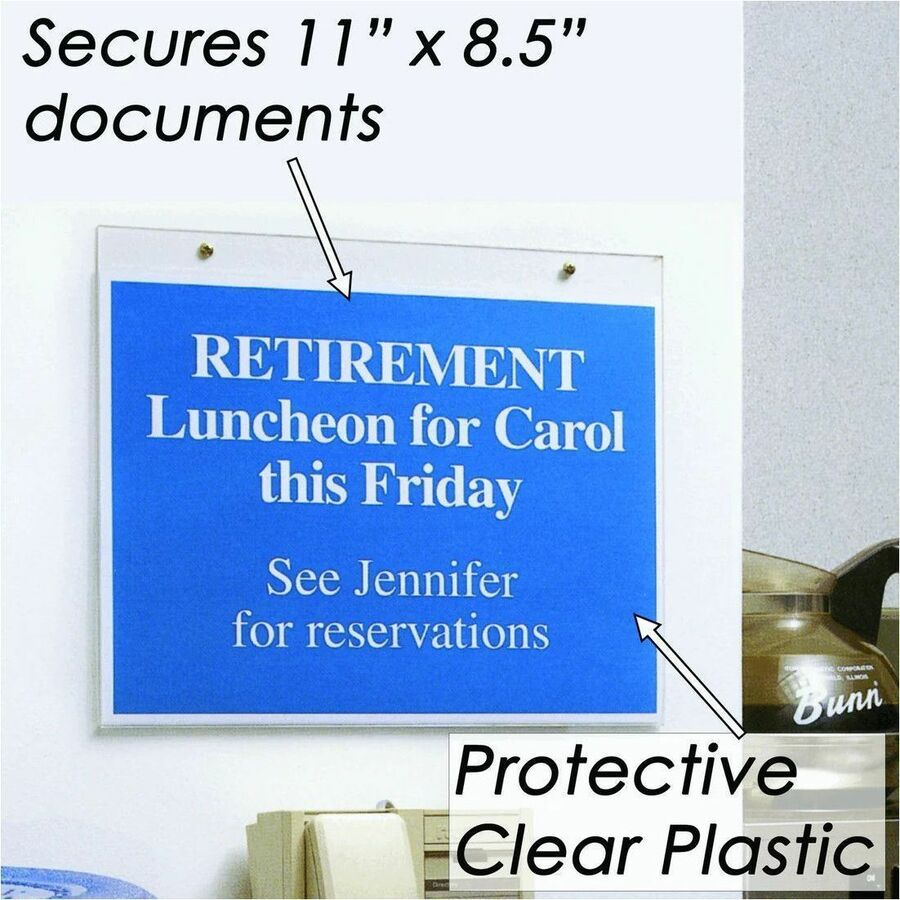 nudell Plastic Sign Holders - Print/Message - "Landscape - Wall Mountable - Mounting Hole, Easy Installation - Sign, Notice, Document - Plastic - Clear - 1 Each