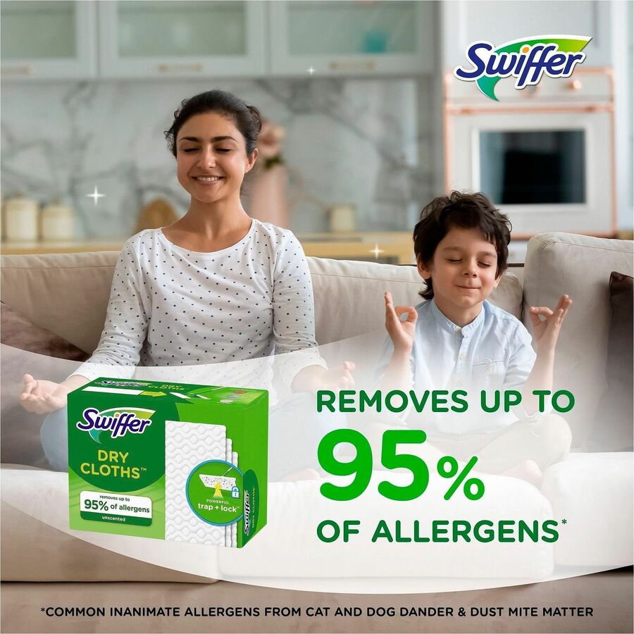 Swiffer Sweeper Dry Cloths Refill - 8" Width x 10.4" Length - Residue-free, Unscented, Textured - Green - 3 / Carton