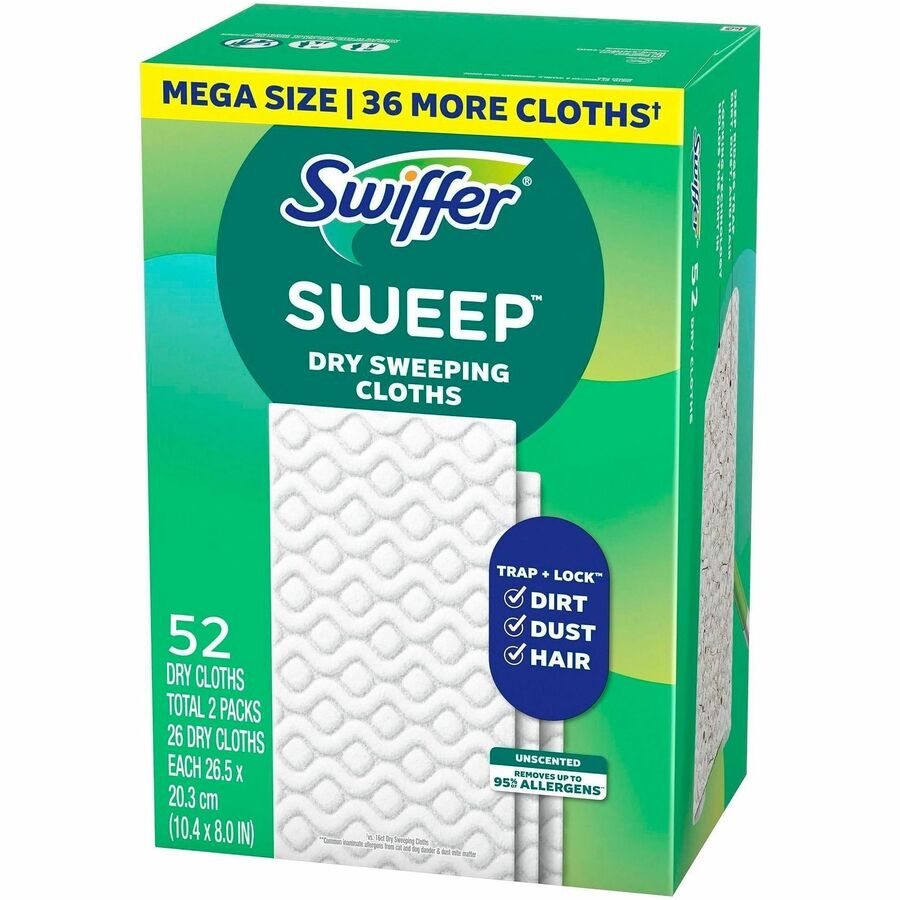 Swiffer Sweeper Dry Cloths Refill - 8" Width x 10.4" Length - Residue-free, Unscented, Textured - Green - 3 / Carton