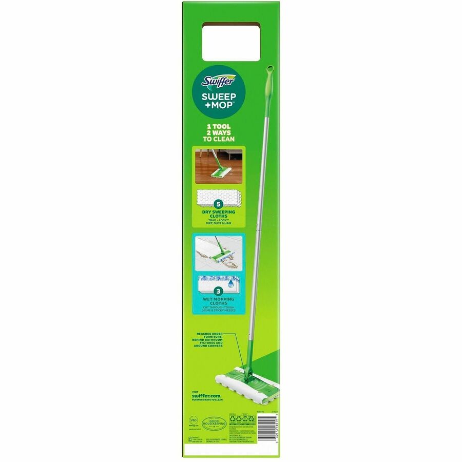 Swiffer Sweep and Mop Deluxe, 2-in-1 Floor Mopping and Sweeping Kit - Heavy Duty, Durable - Green - 1 Each