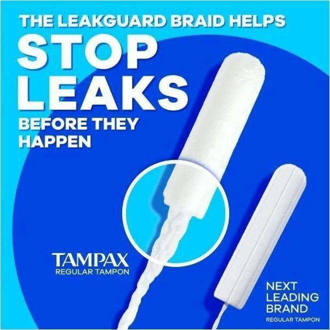 Tampax Pearl Regular Tampons - Regular - Plastic Applicator - Anti-leak, Comfortable, Anti-slip, Odor-free, Unscented, Absorbent - 50 / Box