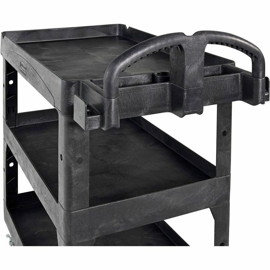 Rubbermaid Commercial Brute Utility Cart - 3 Shelf - 600 lb Load Capacity - 4 Casters - 5" Caster Size - Foam - 44" Length x 25.24" Width x 47" Height - Black - 1 Each
