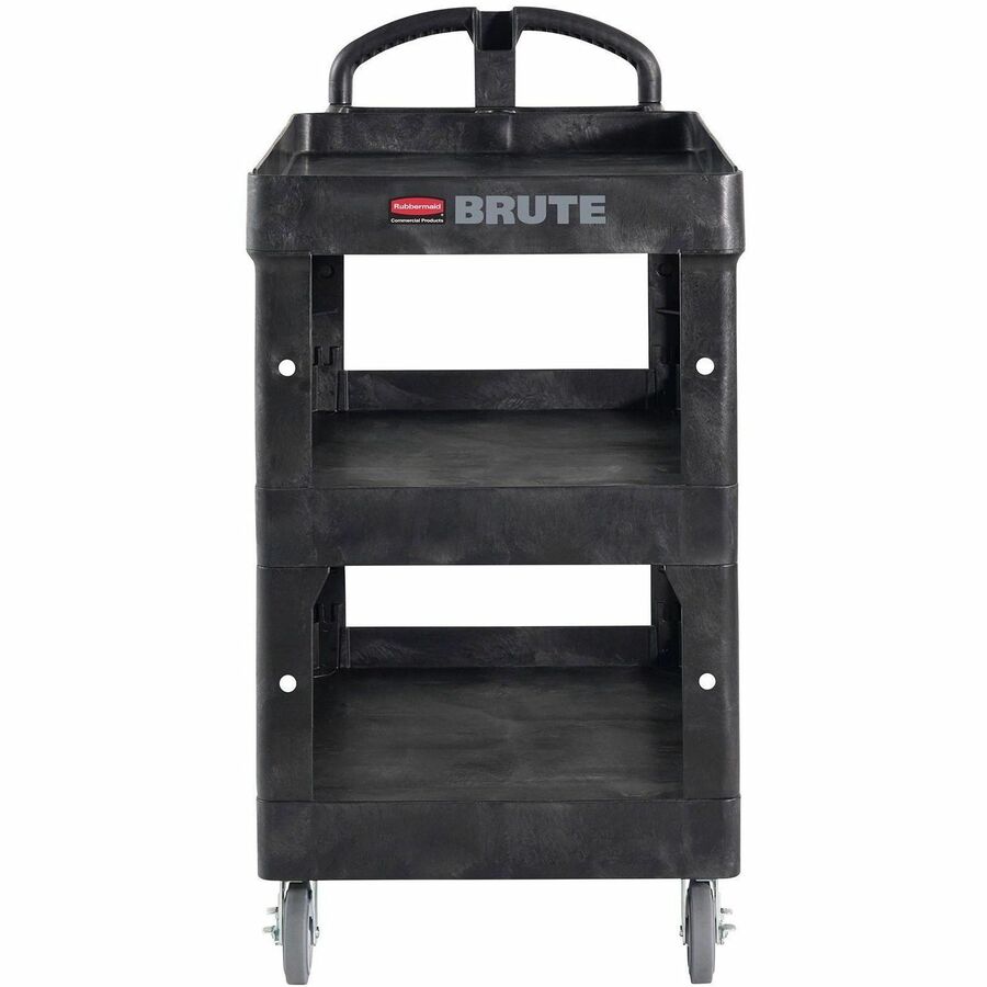Rubbermaid Commercial Brute Utility Cart - 3 Shelf - 600 lb Load Capacity - 4 Casters - 5" Caster Size - Foam - 44" Length x 25.24" Width x 47" Height - Black - 1 Each