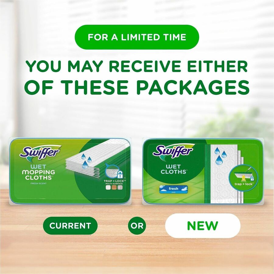 Swiffer Sweeper Wet Cloths - Residue-free - White - 24 / Carton