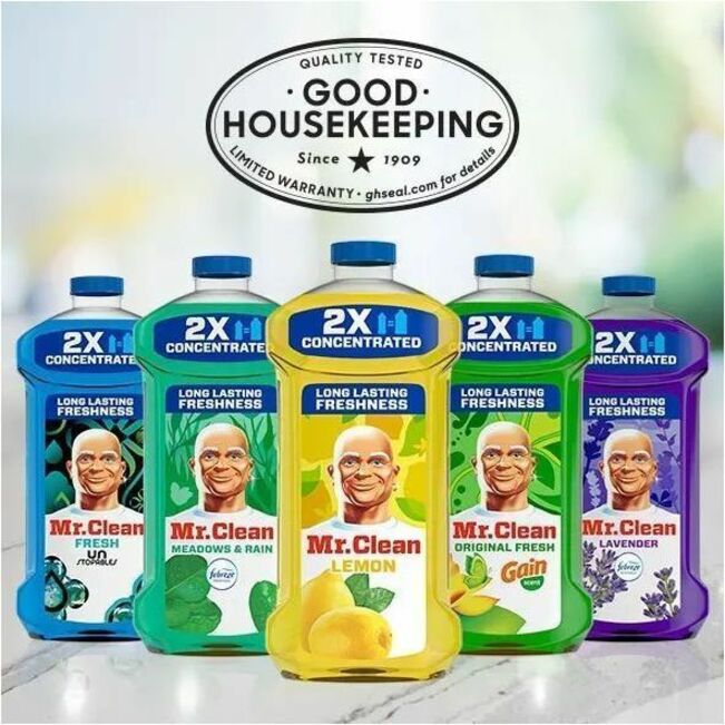 Mr. Clean All Purpose Cleaner, Cleaning Liquid, Lemon - For Multi Surface, Multipurpose - Concentrate - Liquid - 64 fl oz (2 quart) - Fresh, Lemon Scent - Recommended For: Grease Remover, Grime Remover, Dirt Remover, Bacteria Remover - Long Lasting, Ch...