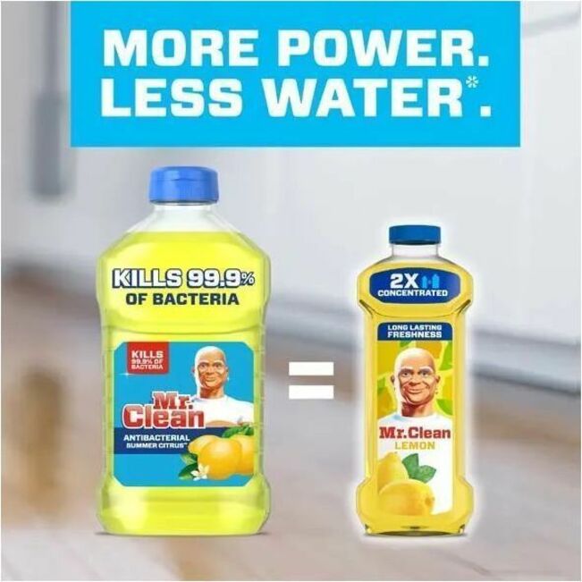 Mr. Clean All Purpose Cleaner, Cleaning Liquid, Lemon - For Multi Surface, Multipurpose - Concentrate - Liquid - 64 fl oz (2 quart) - Fresh, Lemon Scent - Recommended For: Grease Remover, Grime Remover, Dirt Remover, Bacteria Remover - Long Lasting, Ch...