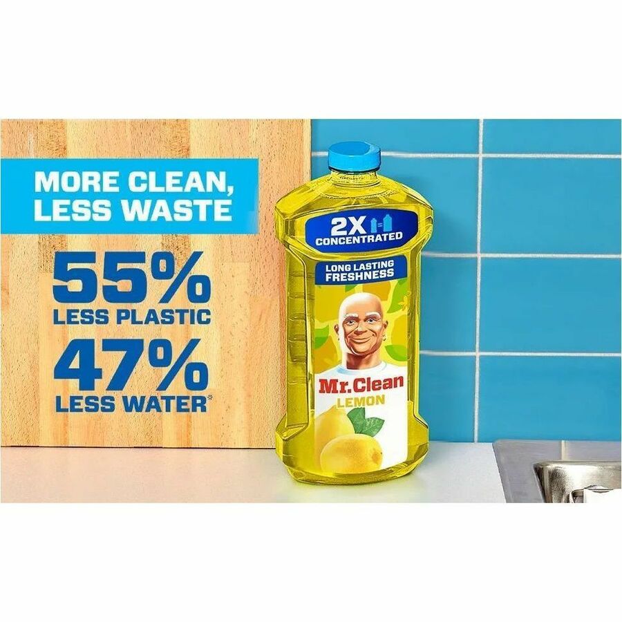 Mr. Clean All Purpose Cleaner, Cleaning Liquid, Lemon - For Multi Surface, Multipurpose - Concentrate - Liquid - 64 fl oz (2 quart) - Fresh, Lemon Scent - Recommended For: Grease Remover, Grime Remover, Dirt Remover, Bacteria Remover - Long Lasting, Ch...