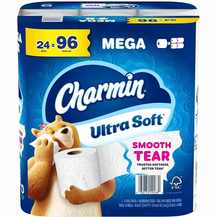 Charmin Ultra Soft Mega Roll - 2 Ply - Mega - White - Paper - 1 / Carton