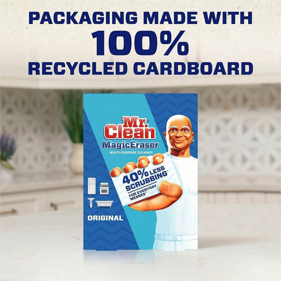 Mr. Clean Magic Erasers - For Multi Surface, Multipurpose - Pad - Recommended For: Dirt Remover, Grime Remover, Stain Remover, Scuff Mark Remover - Sturdy, Built-In Scrubber, Strong - White - 10 / Pack