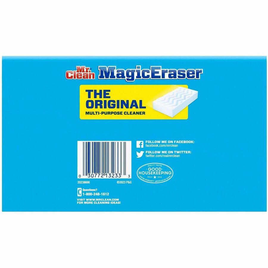 Mr. Clean Magic Erasers - For Multi Surface, Multipurpose - Pad - Recommended For: Dirt Remover, Grime Remover, Stain Remover, Scuff Mark Remover - Sturdy, Built-In Scrubber, Strong - White - 10 / Pack