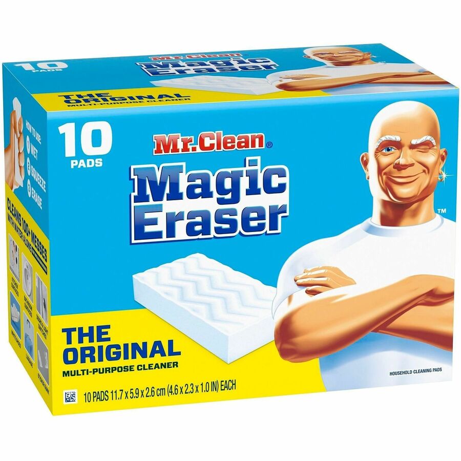 Mr. Clean Magic Erasers - For Multi Surface, Multipurpose - Pad - Recommended For: Dirt Remover, Grime Remover, Stain Remover, Scuff Mark Remover - Sturdy, Built-In Scrubber, Strong - White - 10 / Pack